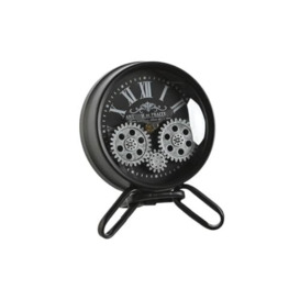 Home ESPRIT Table Clock Black Silver Metal Glass 16.5 x 11 x 21 cm