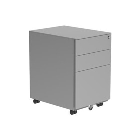 Office Hippo Essentials Heavy Duty 3 Drawer (1 for A4 or Foolscap Filing) Mobile Pedestal, File Cabinet, Anti-Tilt Mechanism & Lockable Office Storage, PRE-Assembled, 5 Year Wty, Alloy Steel, Silver