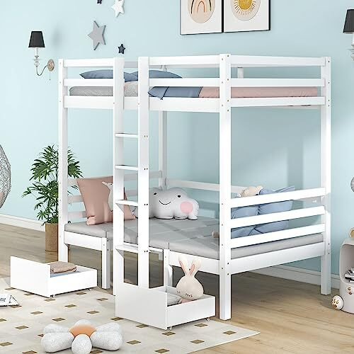 Merax 3FT Bunk Bed Multi-Functional Toddler Bed with Adjustable