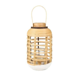 NATURAL LIVING Alexa Rattan Lantern with Glass CANDLE HOLDER D20 X H49CM