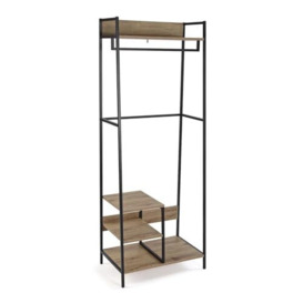 Versa Biarritz Clothes Rack Shelf, Dimensions (H x L x W) 170 x 30 x 45 cm, MDF Wood and Metal, Brown and Black Color