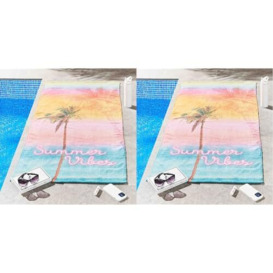 Sassy B Summer Vibes Cotton 76x160cm Beach Towel White (Pack of 2)