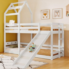 Merax Wooden Bunk Beds for Kids, Tree House Toddler Bed with Slide
