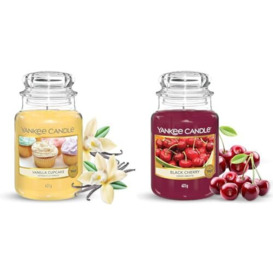 Yankee Candle Scented Candle - Vanilla Cupcake Large Jar Candle - Long Burning Candles: up to 150 Hours & Scented Candle - Black Cherry Large Jar Candle - Long Burning Candles: up to 150 Hours