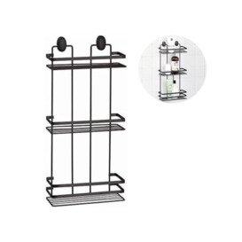 Avilia Rectangular Bathroom Shelf with 3 Shelves - Wall Mounted Shower Shelf with 3 Shelves, Steel, 24 x 50 x 11 cm, Black