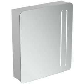 Ideal Standard 60cm Wall Mounted Bathroom Mirror Cabinet with Front Light & Ambient Light, 1 door, T3373AL