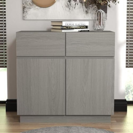 GFW Sampford 2 Drawer, 2 Door 2 Shelves. Elegant Sideboard Storage Cabinet for Living Room, Hallway & Kitchen, Cool Grey, H74.8cm x W79cm x L39.7cm