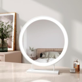 EMKE LED Hollywood Vanity Mirror, Round Makeup Mirror Touch Screen Cosmetic Mirror with Dimmable and Adjustable Brightness, Illuminated Hollywood Mirror (Φ480mm, White)