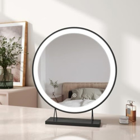 EMKE LED Hollywood Vanity Mirror, Round Makeup Mirror Touch Screen Cosmetic Mirror with Dimmable and Adjustable Brightness, Illuminated Hollywood Mirror (Φ480mm, Black)