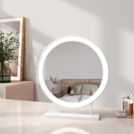EMKE LED Hollywood Vanity Mirror, Round Makeup Mirror Touch Screen Cosmetic Mirror with Dimmable and Adjustable Brightness, Illuminated Hollywood Mirror (Φ400mm, White)