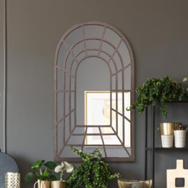 "MirrorOutlet The Kirkby - Rustic Metal Framed Gothic Arched Wall Mirror 30"" X 20"" (77CM X 50CM) Glass Mirror with Black All weather Backing."
