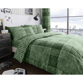 GC GAVENO CAVAILIA Checked Duvet Cover Double (200cm x 200cm) - Quilt Bedding Set Double Bed with 2 Pillow Cases - Green