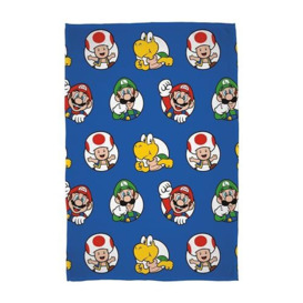 Character World Nintendo Officially Licensed Super Mario Fleece Blanket - Super Soft Warm Throw, Circles Gaming Design Brands - Perfect For The Bedroom, Camping & Sleepovers
