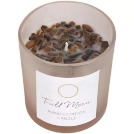 Something Different Full Moon Eucalyptus Crystal Chip Candle in Luxurious Glass-8 cm x 7.8 cm (1 Pc), Wax, Brown, 8cm x 7.8cm x 7.8cm