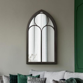 "The Somerley - Rustic Black Metal Chapel Arched Decorative Wall or Leaner Mirror 44"" X 24"" (111CM X 61CM)"