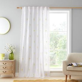 Catherine Lansfield Lorna Embroidered Daisy 55x90 Inch Slot Top Curtain Panel White