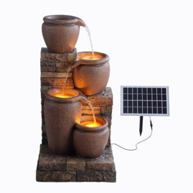 Teamson Home 78 cm 4-Tier Cascading Bowl Solar Powered Water Fountain for Outdoor Living Spaces, Terracotta