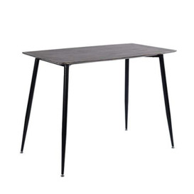 39F Furniture Dream Elegant Industrial Bar Table with Robust Black Metal Legs, MDF, Walnut, 122x71x90cm