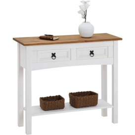 Corona White Console Table 2 Drawer Mexican Solid Pine