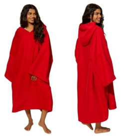 Brentfords Towel Poncho Adult Womens, Quick Dry Beach Towels for Adults Hooded Large Bath Swim Surf Beach Absorbent Soft Microfibre Towel Changing Robe, Red