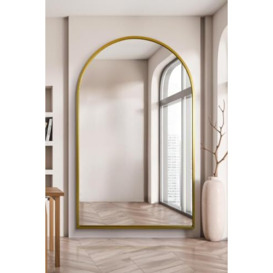 "The Arcus - Gold Framed Arched Leaner/Wall Mirror 75"" X 47"" (190CM X 120CM)"