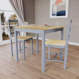 Vida Designs Yorkshire Dining Table and Chairs Set Kitchen Home Furniture (Grey & Pine, 2 Seater)