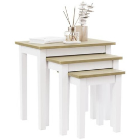 Vida Designs Yorkshire Nest of 3 Tables for Living room, Stacking Side Tables, Sturdy and Easy Assembly (Oak & White)