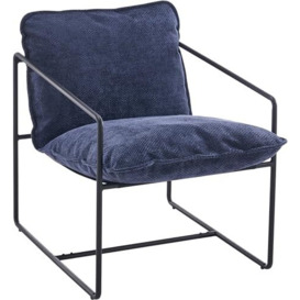 Seconique Occasional Chair, Black Metal/Blue Fabric, W 650mm x D 845mm x H 860mm