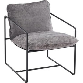 Seconique Occasional Chair, Engineered Wood, Black Metal/Grey Fabric, W 650mm x D 845mm x H 860mm