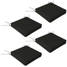 Outsunny Set of 4 Outdoor Seat Cushions with Ties, Water Repellent Seat Pads for Garden Patio Kitchen Office Chairs, Black