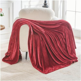 GC GAVENO CAVAILIA Flannel Fleece Throw Blanket King Size 200x240 Cm - Burgundy