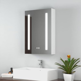 EMKE Led Bathroom Mirror Cabinet, Bathroom Wall Mirror Cabinet with Led Lights with Shaver Socket, Illuminated Mirror Cabinet with Anti Fog, Dimmable & 3 Colors, Memory Function 40L x 60H x 14.5D cm
