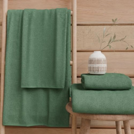 PETTI Artigiani Italiani - 100% Cotton Terry Bath Towels, 1+1 Towel Set, 2 Pieces 1 Face Towel and 1 Hand Towel, Sage Green Towels