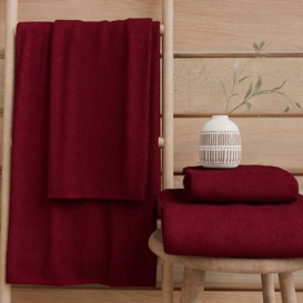 PETTI Artigiani Italiani - 100% Cotton Terry Bath Towels, 1+1 Towel Set, 2 Pieces 1 Face Towel and 1 Hand Towel, Burgundy Towels