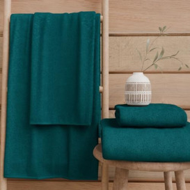 PETTI Artigiani Italiani - Bath Towels in 100% Cotton Terry Towel, 3+3 Towel Set, 6 Pieces 3 Face Towels and 3 Hand Towels, Teal Towels