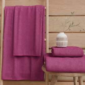 PETTI Artigiani Italiani - 100% Cotton Terry Bath Towels, 2+2 Towel Set, 4 Pieces 2 Face Towels and 2 Hand Towels, Fuchsia Towels