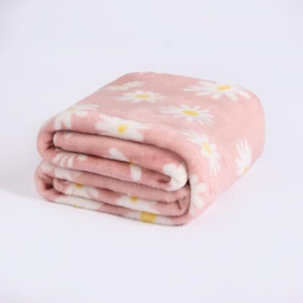 OHS Ultra Soft Fleece Throw Daisy Pink, Cosy Comfy Blanket Throw Bed Warmer Decorative Throws for Beds Sofa Living Room Bedroom Nursery Kids Blanket, 120x150cm