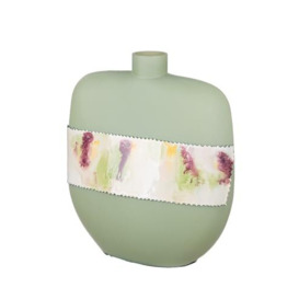 GILDE Decorative Vase, Bulbous Glass Flower Vase, Table Vase, Decorative Living Room, Colour: Matte Green, Height 30 cm