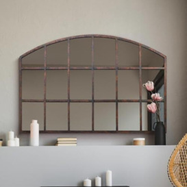 "The Kirkby - Rustic Metal Arched Shape Decorative Window Wall Mirror 35"" X 22"" (90CM X 56CM)"