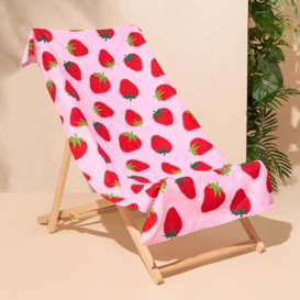 Dreamscene Kids Beach Towel Pink Strawberry, Super Soft Quick Dry Towel for Girls Boys Beach Towel Microfibre Beach Holiday Essentials Travel Towels for Summer, 71cm x 152cm