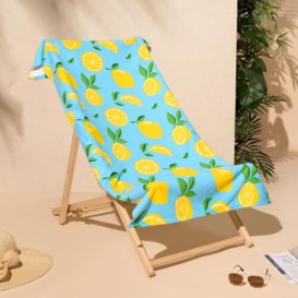 Dreamscene Microfibre Beach Towel Blue Lemon, Swim Towels for Adults Super Quick Dry Towel Pool Gym Summer Beach Holiday Essentials Travel Towels, 71cm x 152cm