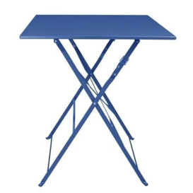 Bolero Perth Pavement Style Square Table, Navy Blue, Powder-Coated Steel Frame & Top, Size: 710(H) x600(W) x600(D) mm, UV & Rain Resistant, Indoor & Outdoor Bistro Cafe Table, FU540