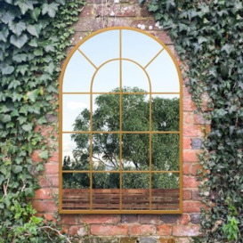"The Arcus - Gold Framed Arched Window Garden Mirror 47""x31"" 120x80CM. Suitable for Outside and Inside!"