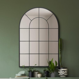 "The Arcus - Black Framed Arched Window Leaner/Wall Mirror 47"" X 31"" (120x80CM) Suitable for Inside and Outside!"