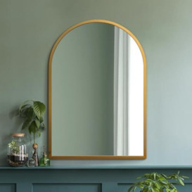 "The Arcus - Gold Metal Framed Arched Wall Mirror 39"" X 27"" (100CM X 70CM). Suitable for Inside and Outside!"