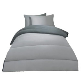 OHS 10.5 Tog Coverless Duvet Single, Reversible Quilted Duvet Bedding Washable Duvet Coverless Microfibre Super Soft Warm Comfy Single Camping Duvet, Grey/Silver