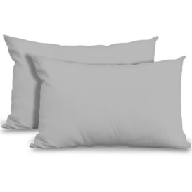 GC GAVENO CAVAILIA Super Soft Pillow Cases 2 Pack - Anti Allergic & Breathable Polycotton Pillow Covers with Envelop Closure - Washable Standard Pillowcases (50x75cm) - Silver