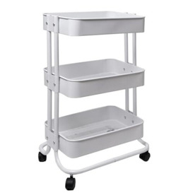 1ABOVE 3-Tier kitchen trolley, Rolling Cart, Kitchen Storage Cart with Locking System and 360 Wheel Rotation, Easy Assembly, Ideal for Bathroom, Kitchen, Office (WHITE)