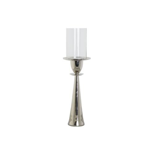 DKD Home Decor Silver Aluminium Glass Candle Holder 14 x 14 x 48 cm