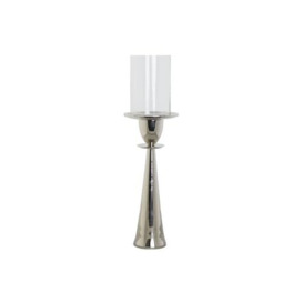 DKD Home Decor Silver Aluminium Glass Candle Holder 14 x 14 x 48 cm